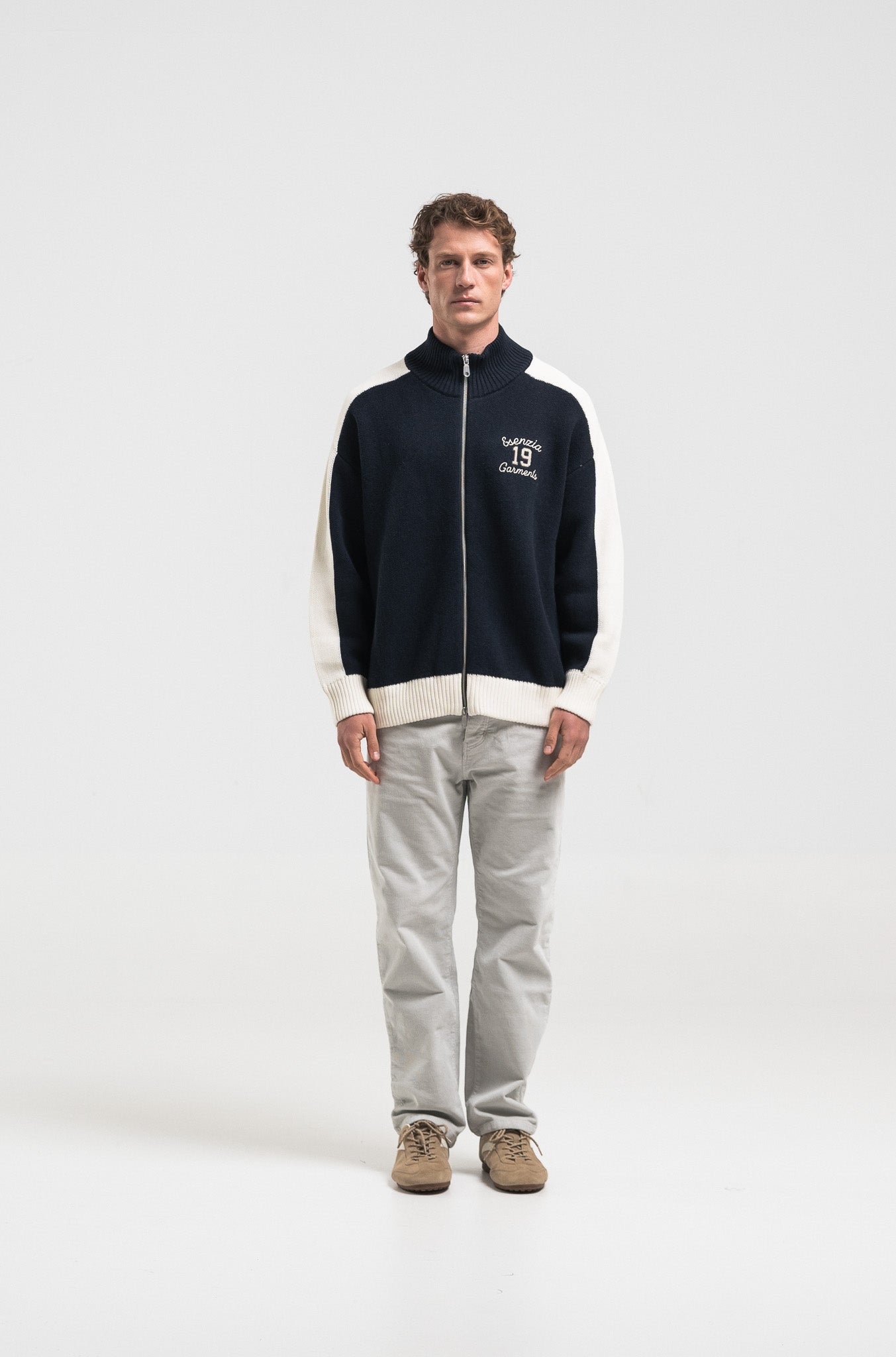 NAVY APRES KNIT ZIPPER