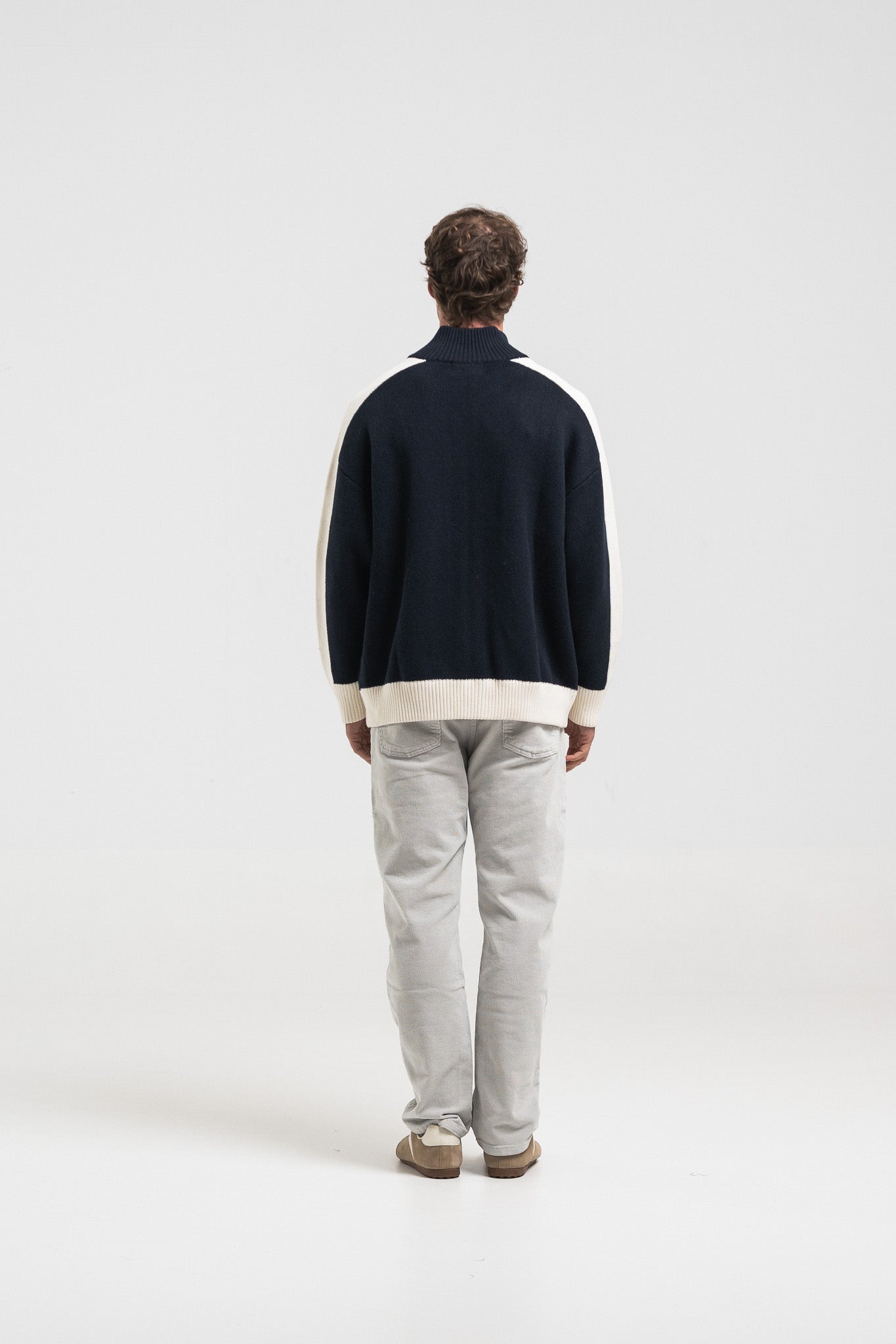 NAVY APRES KNIT ZIPPER