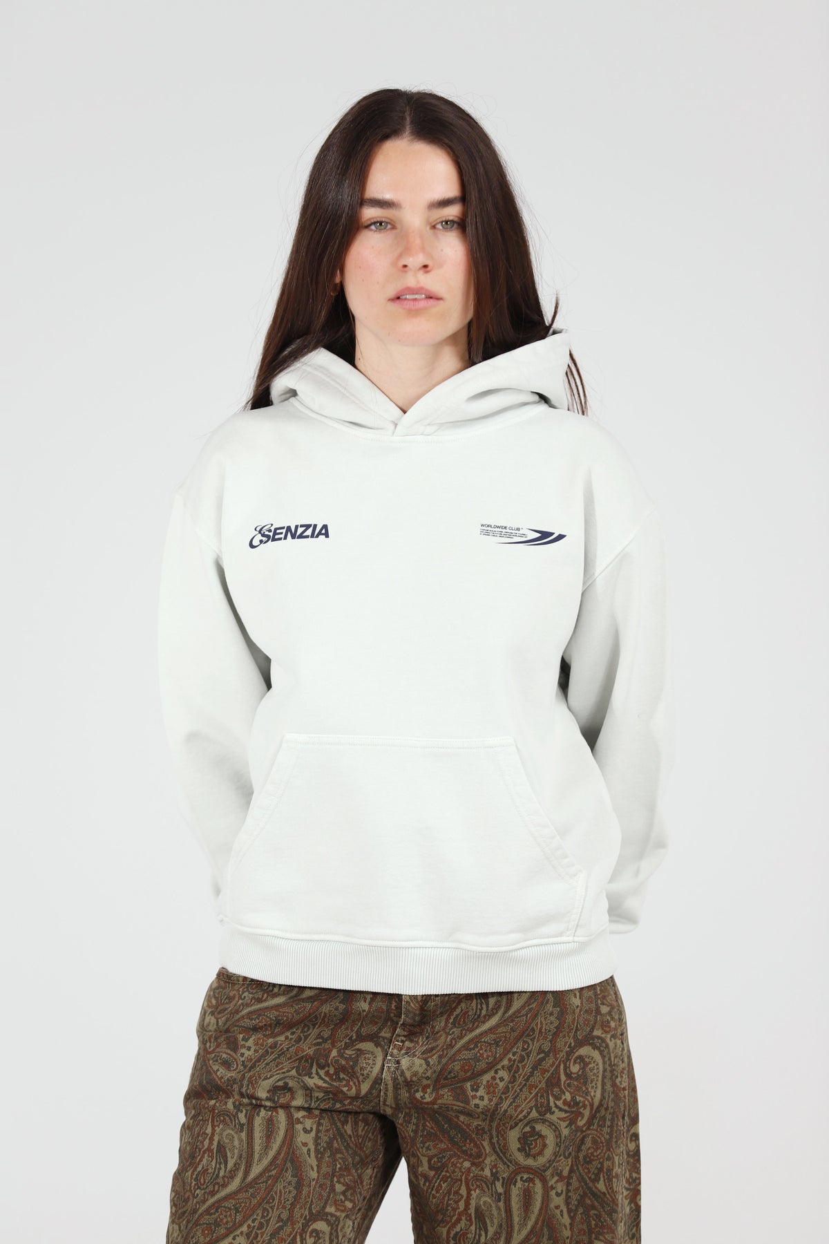 Ash Harbour Hoodie — front, on model