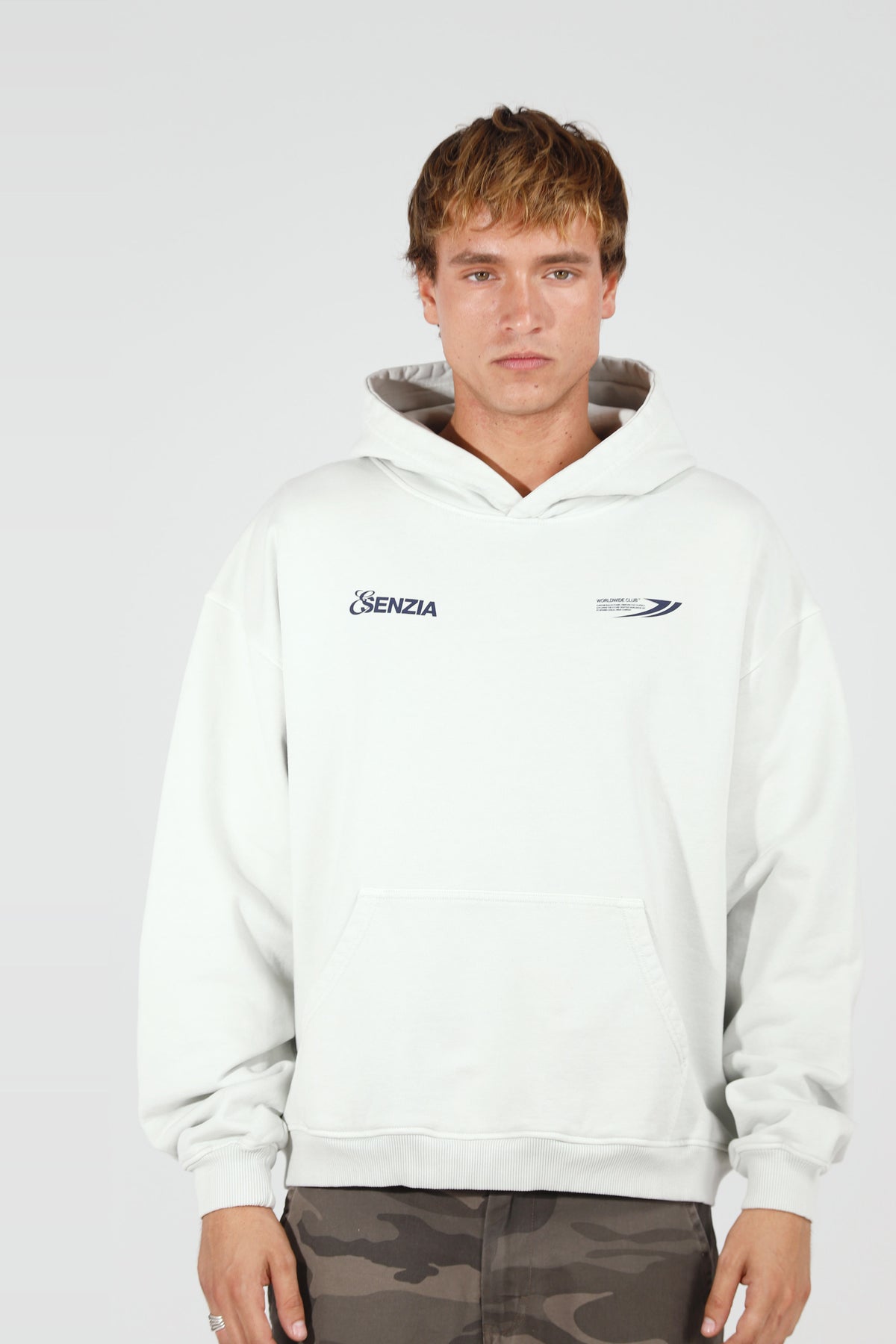 Ash Harbour Hoodie — front, on model