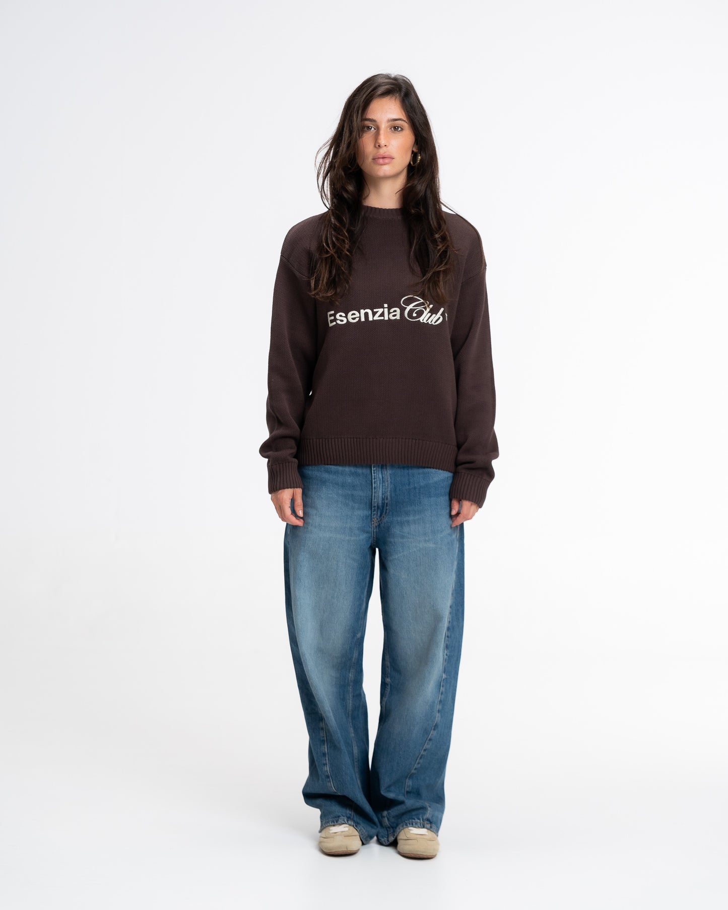 BROWN ICONIC KNIT SWEATER