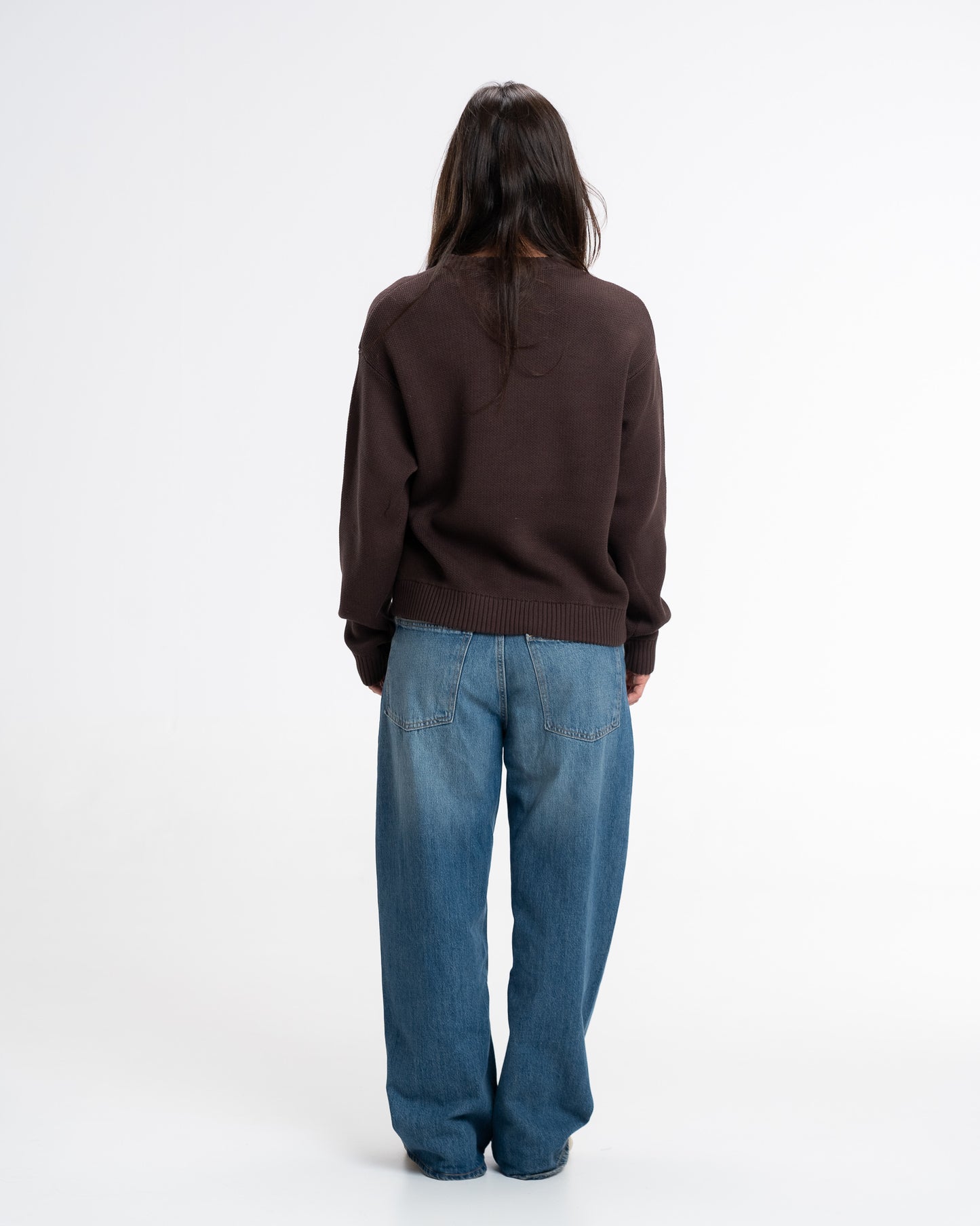 BROWN ICONIC KNIT SWEATER