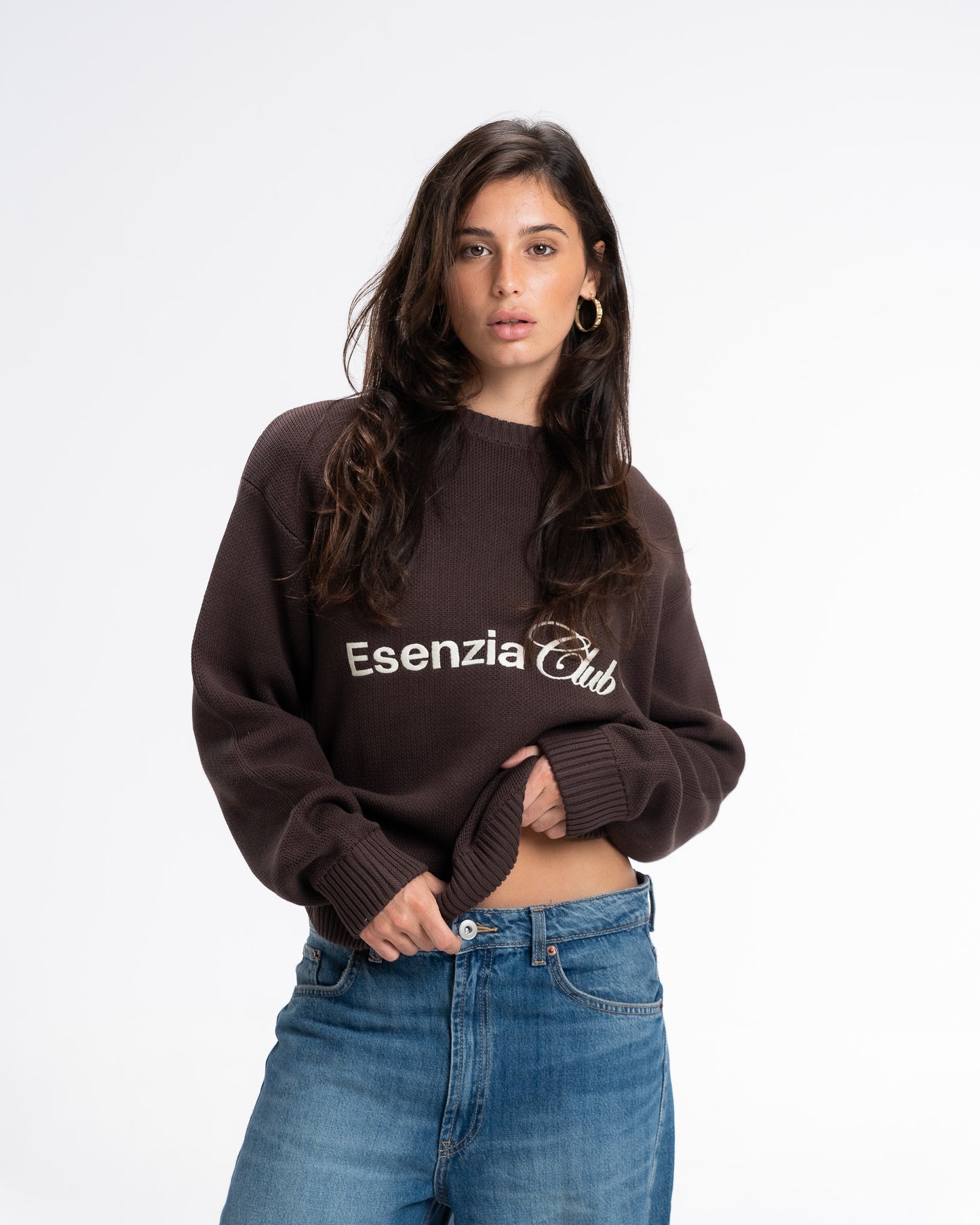 BROWN ICONIC KNIT SWEATER