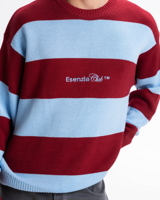 BLUE STRIPED KNIT SWEATER