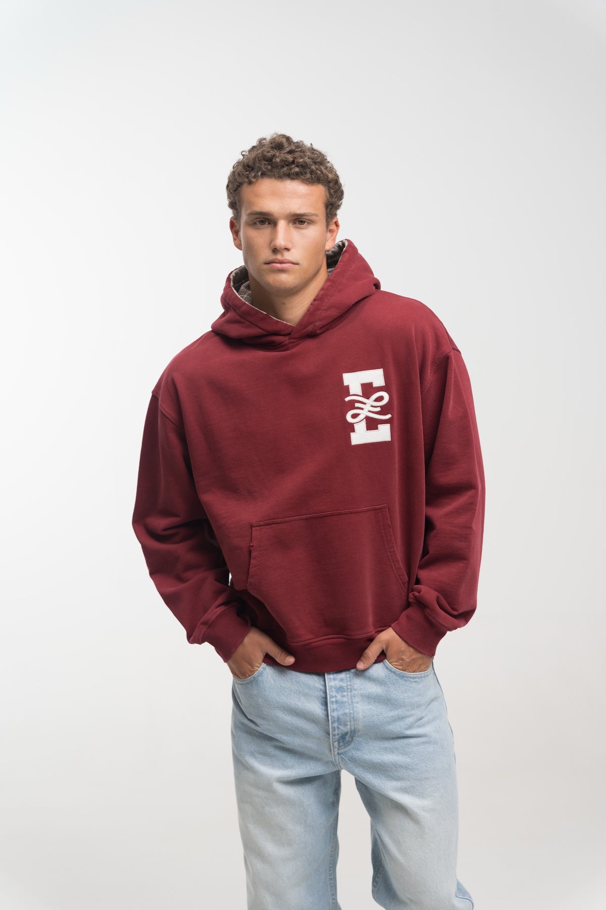 BURGUNDY TARTAN HOODIE