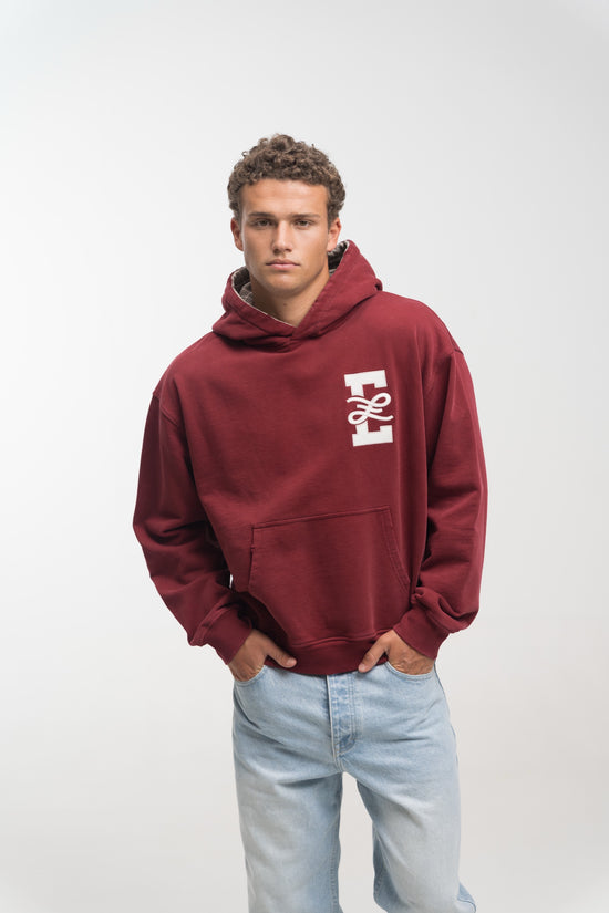 BURGUNDY TARTAN HOODIE