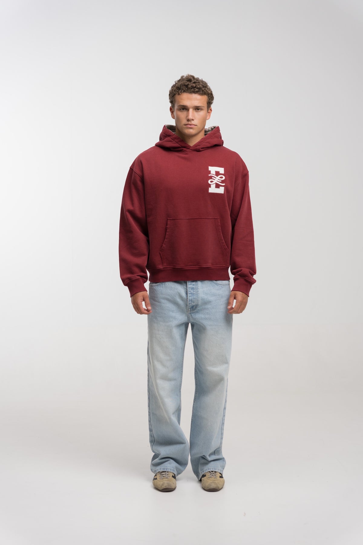 BURGUNDY TARTAN HOODIE