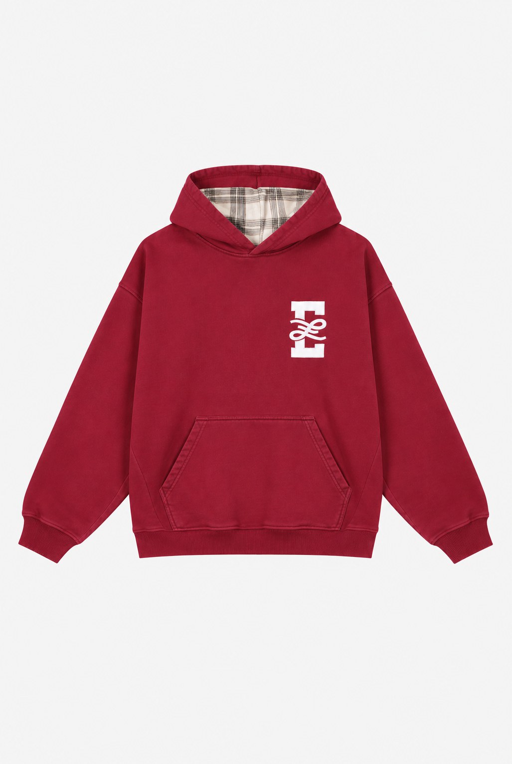 BURGUNDY TARTAN HOODIE · delante (digital, portada)