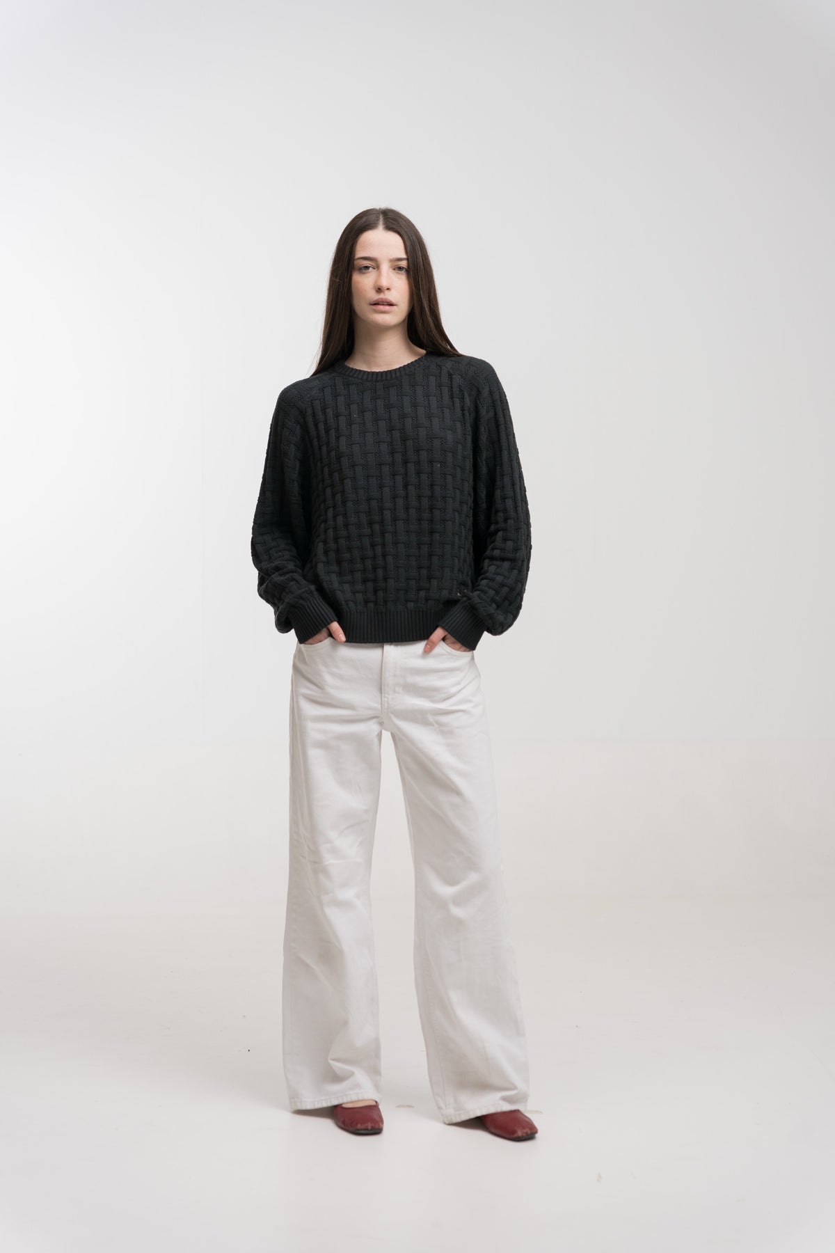 CHARCOAL TESSERA KNIT SWEATER