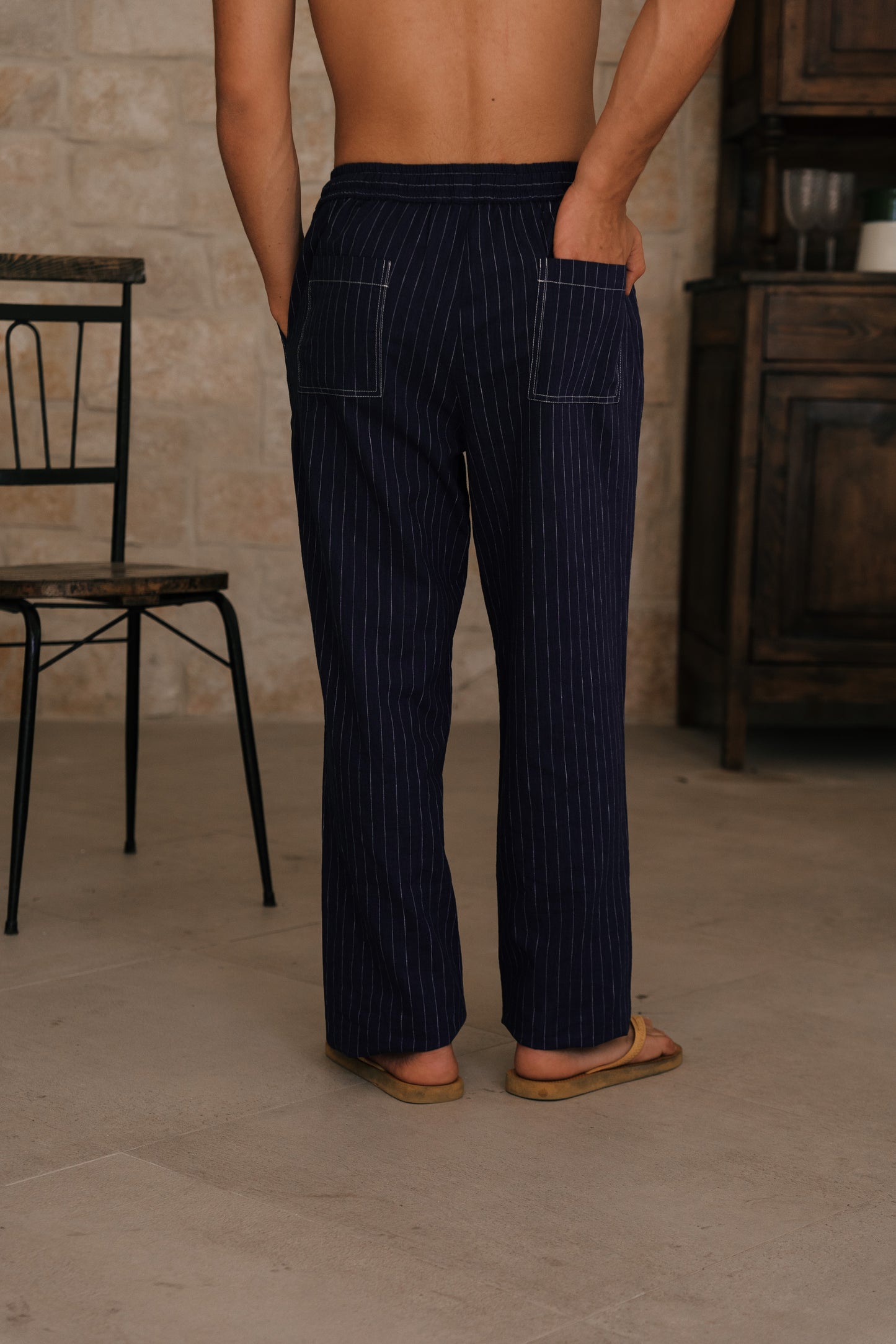 NAVY DIPLOMATIC STRIPES PANTS