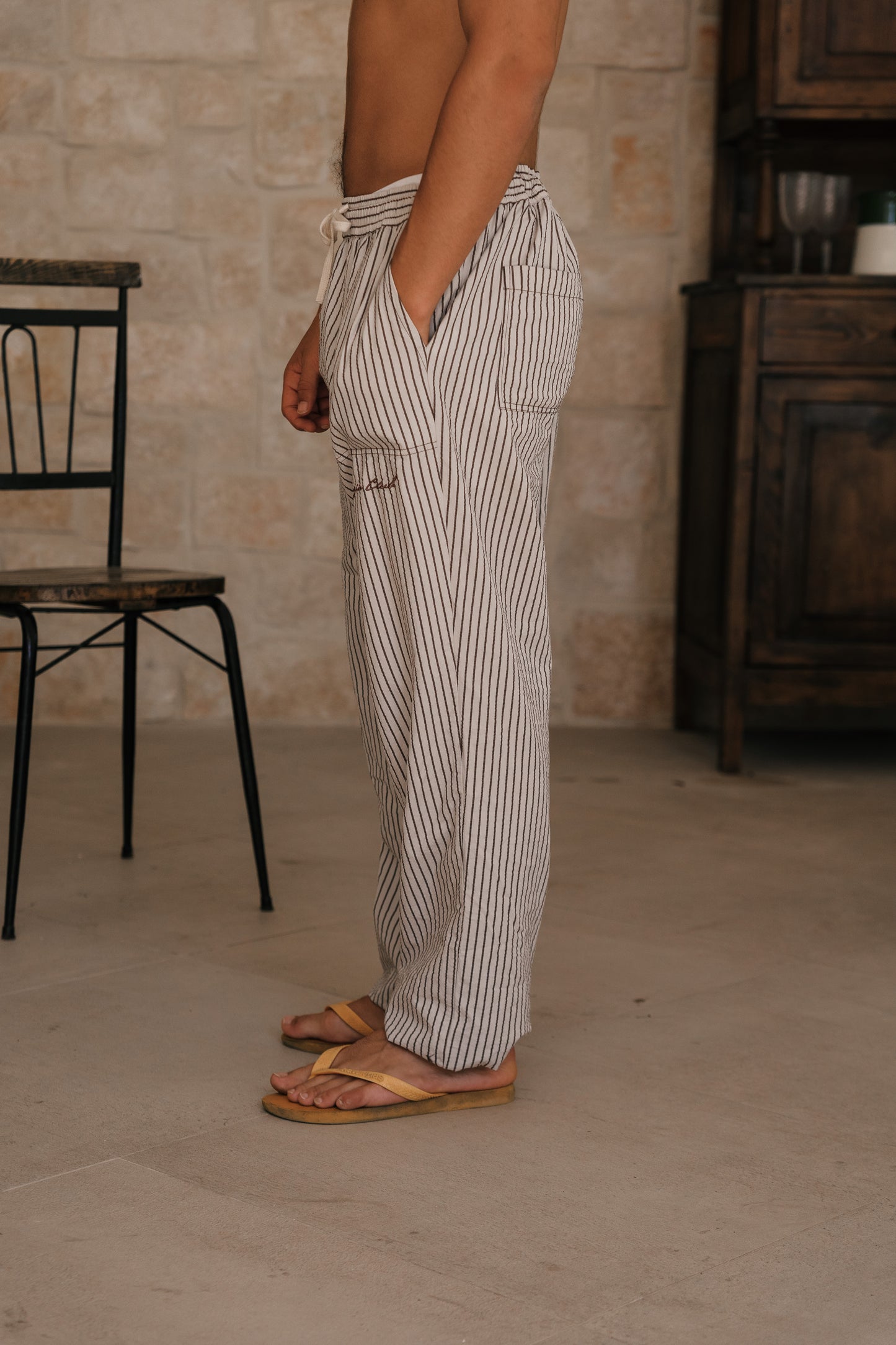 BROWN RUSTIC STRIPED PANTS
