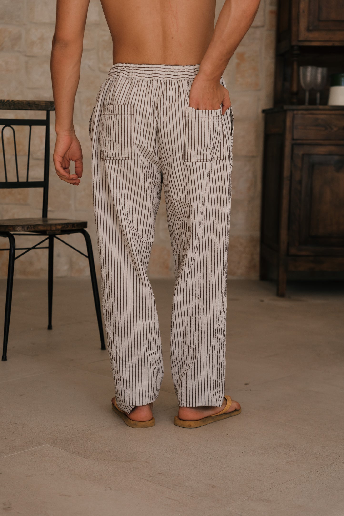 BROWN RUSTIC STRIPED PANTS
