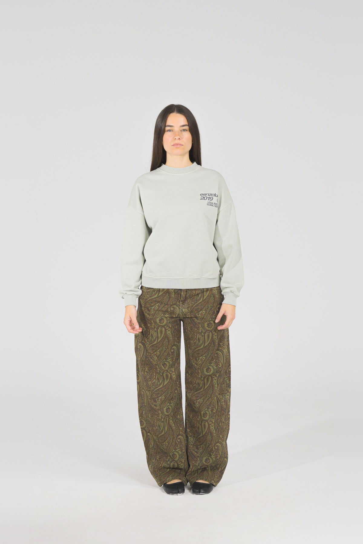 Dove Native Crewneck — on model