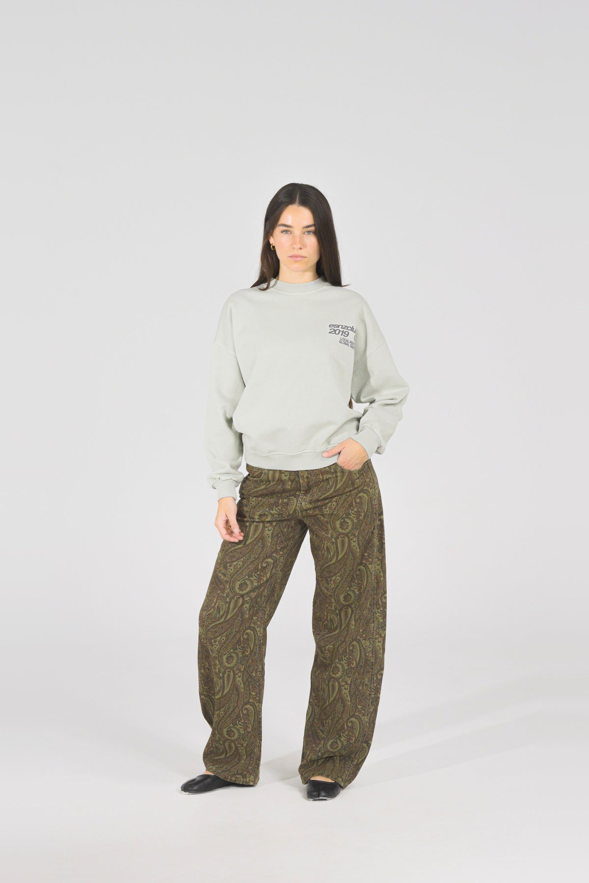 Dove Native Crewneck — on model