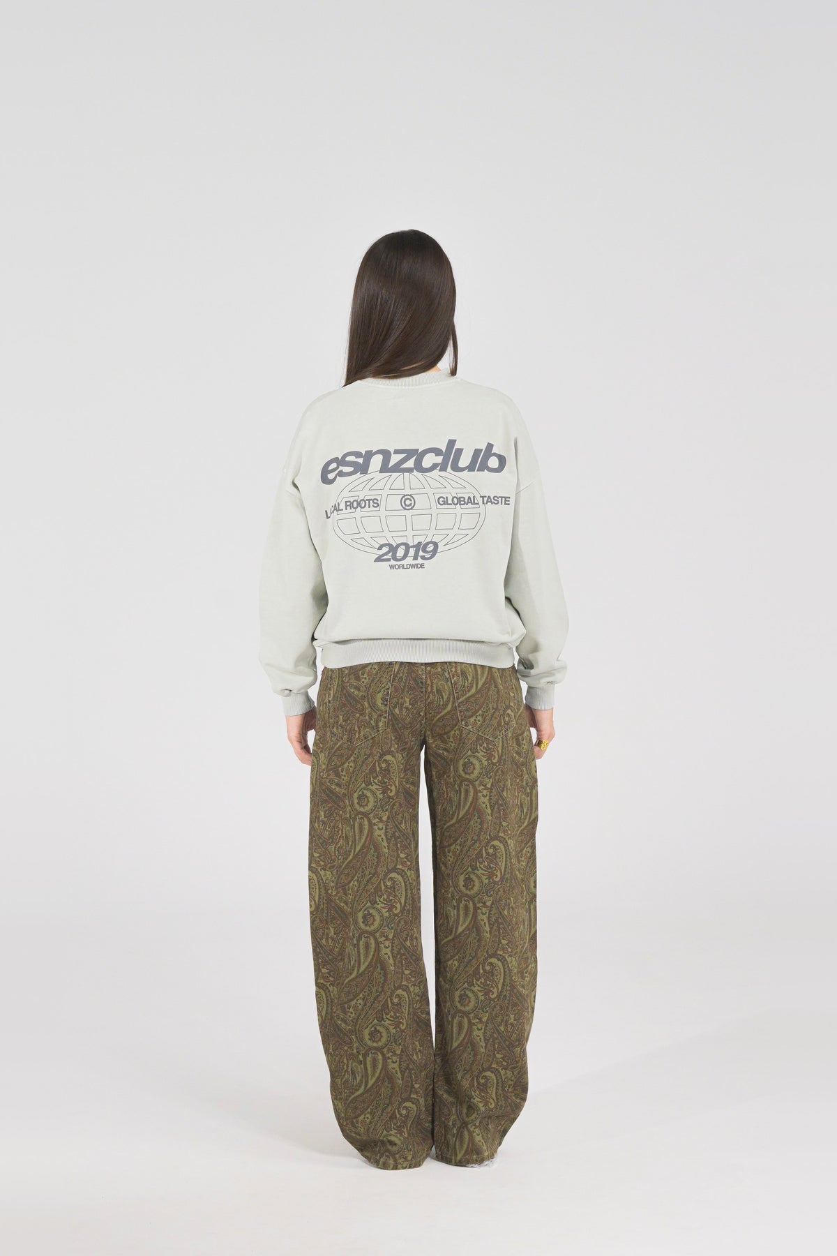 Dove Native Crewneck — on model