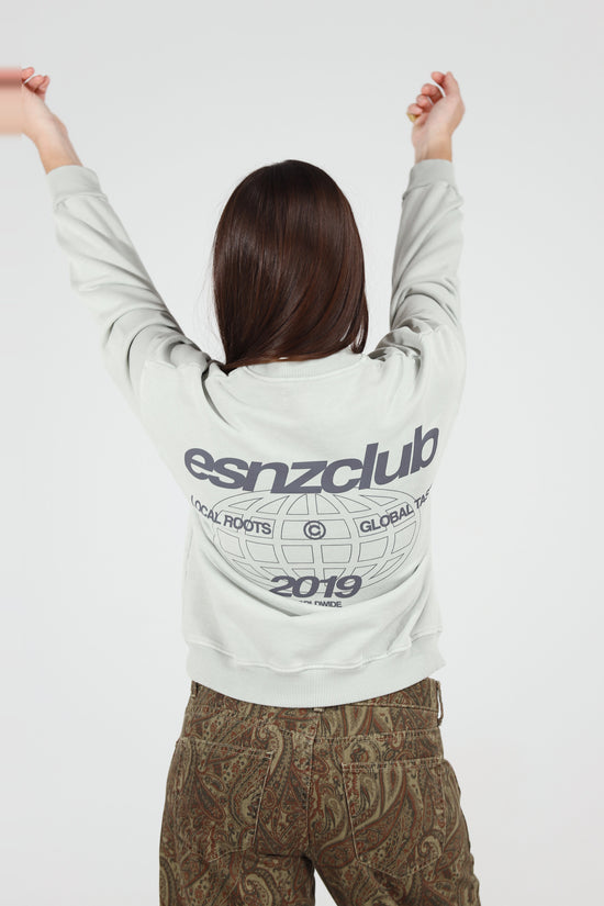 Dove Native Crewneck — back, on model