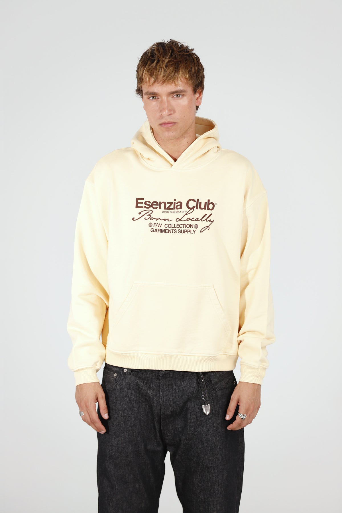 Dune Supply Hoodie — front, on model