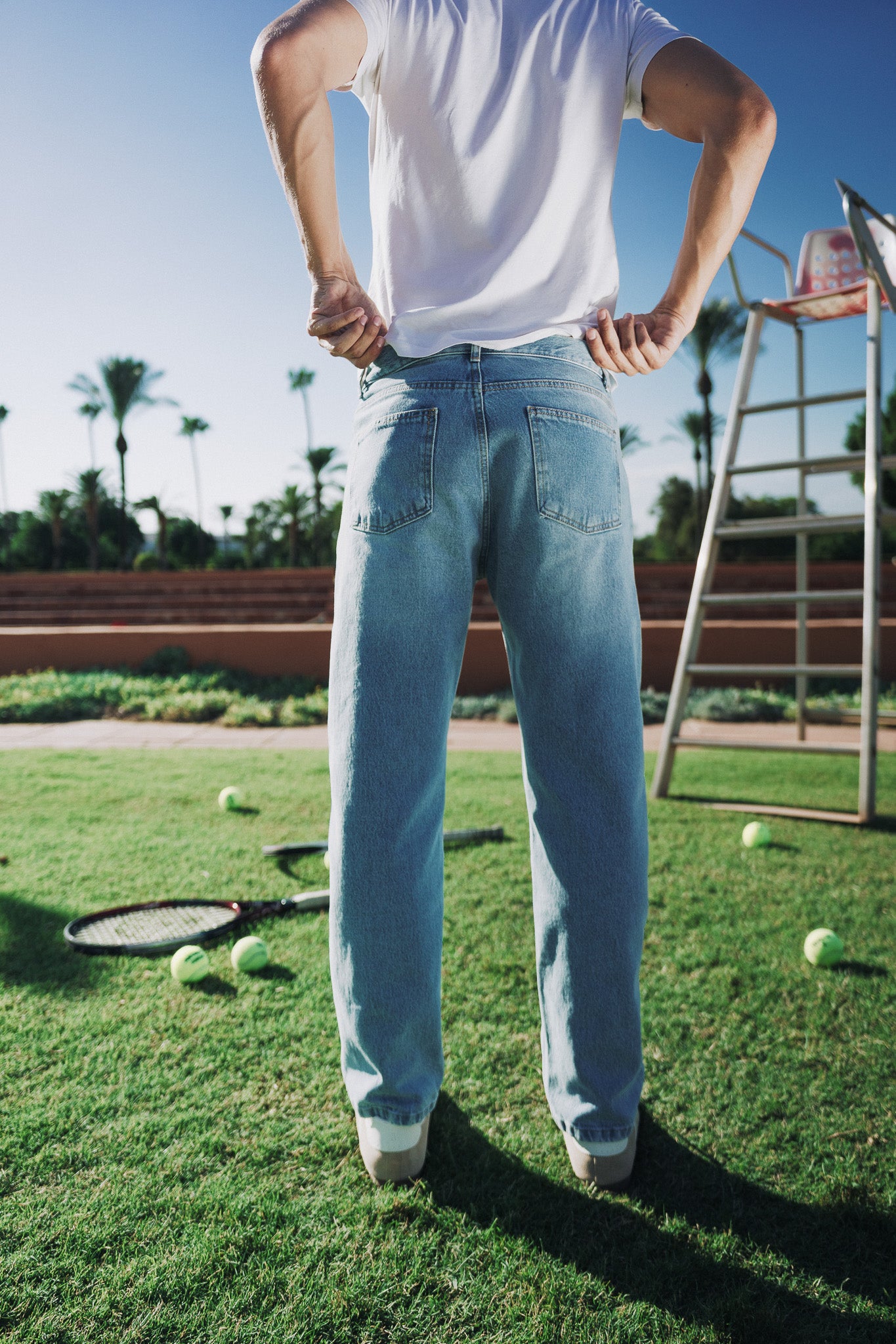 DENIM STRAIGHT PANTS LIGHT GREY