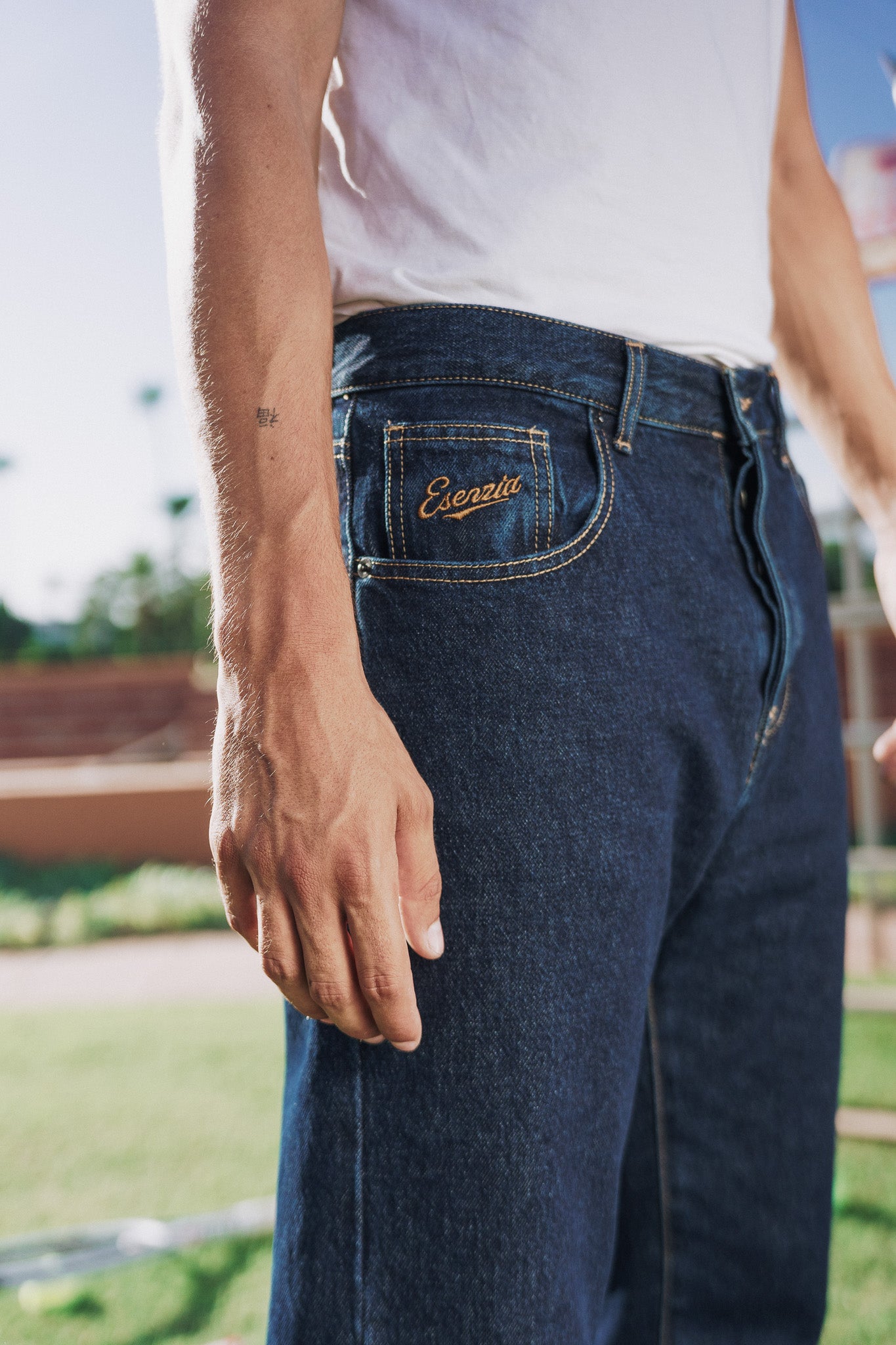 DENIM STRAIGHT PANTS BLUE