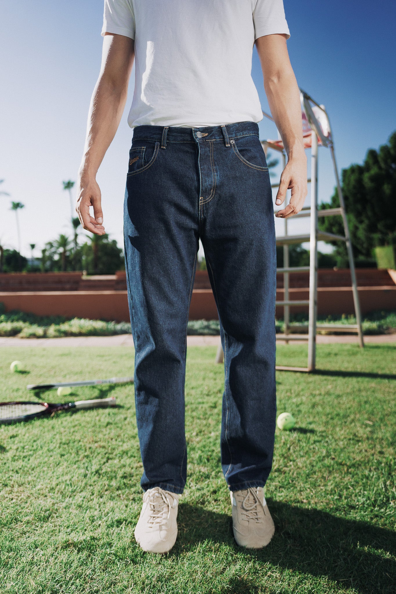 DENIM STRAIGHT PANTS BLUE