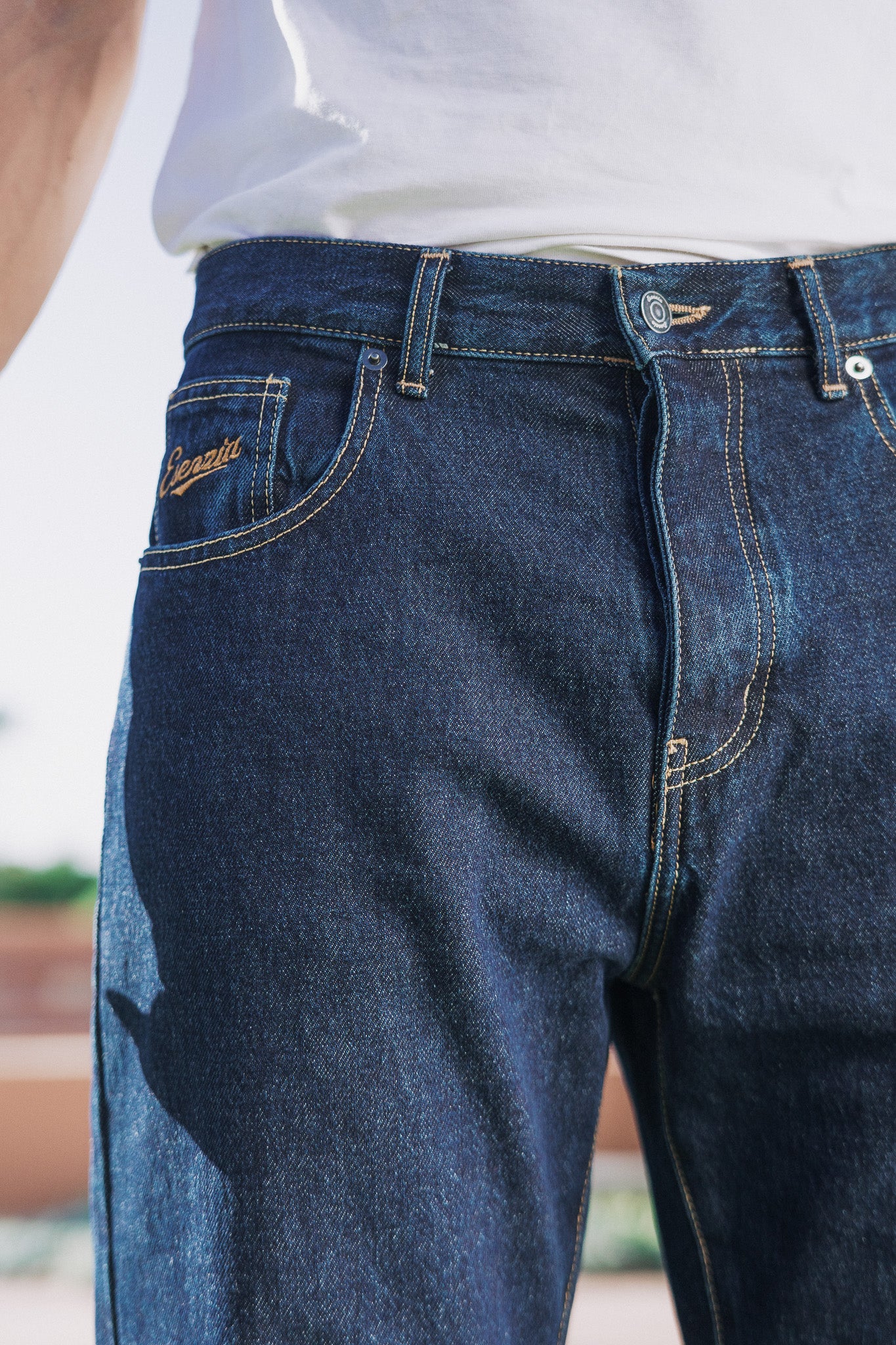 DENIM STRAIGHT PANTS BLUE