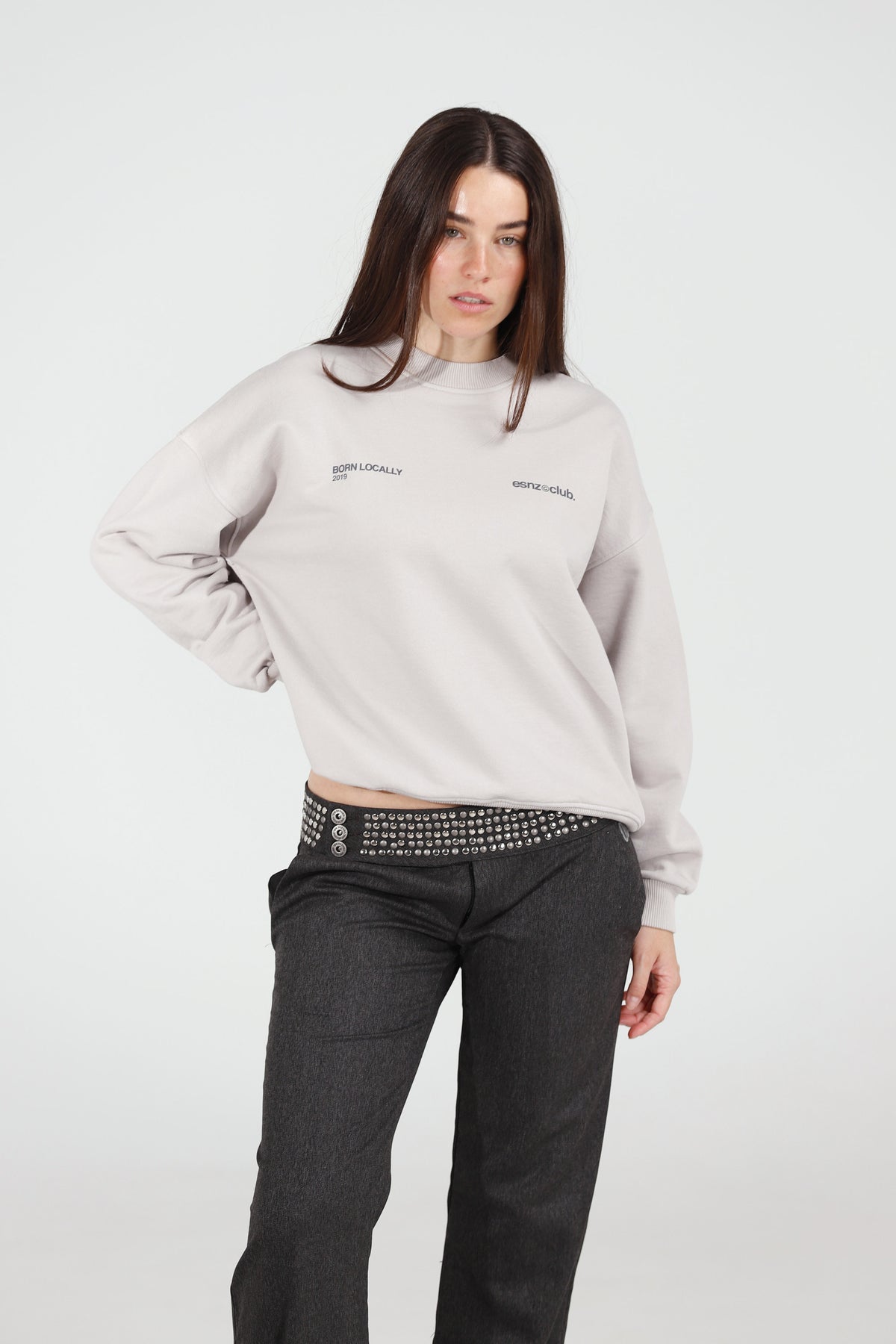 Fog District Crewneck — front, on model