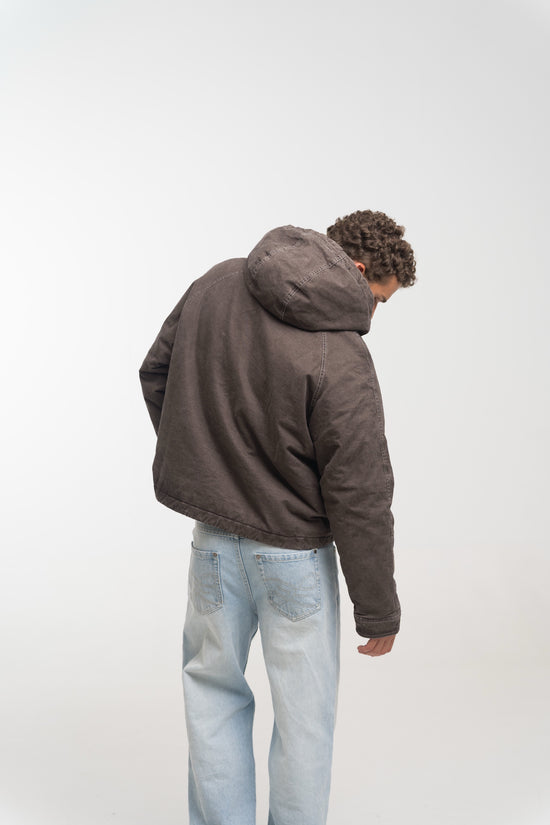 GREY PADDED HOODED JACKET