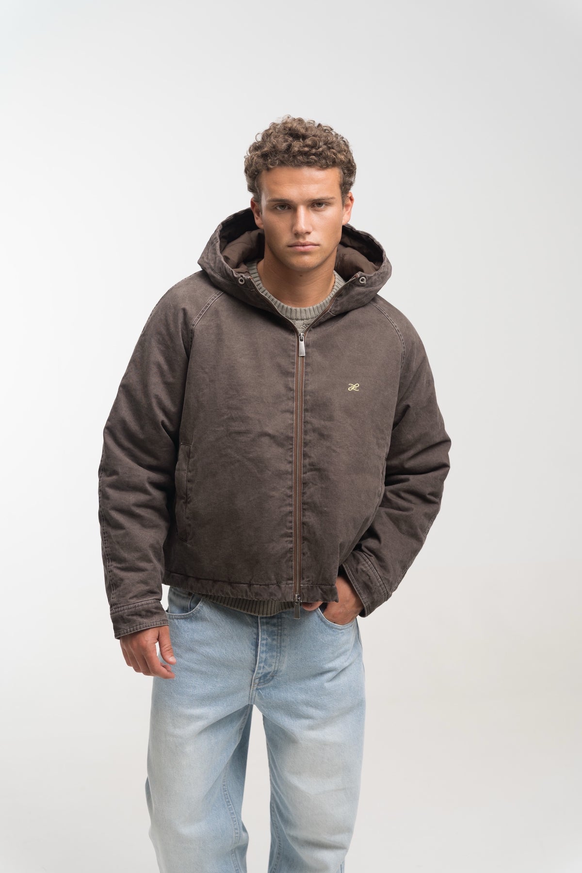 GREY PADDED HOODED JACKET