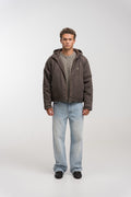 GREY PADDED HOODED JACKET