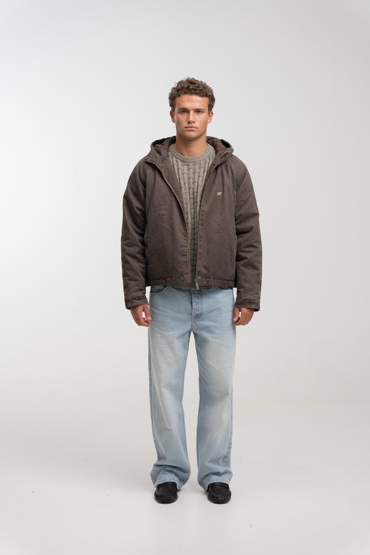 GREY PADDED HOODED JACKET