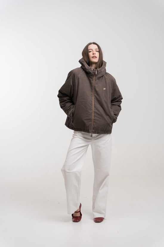 GREY PADDED HOODED JACKET