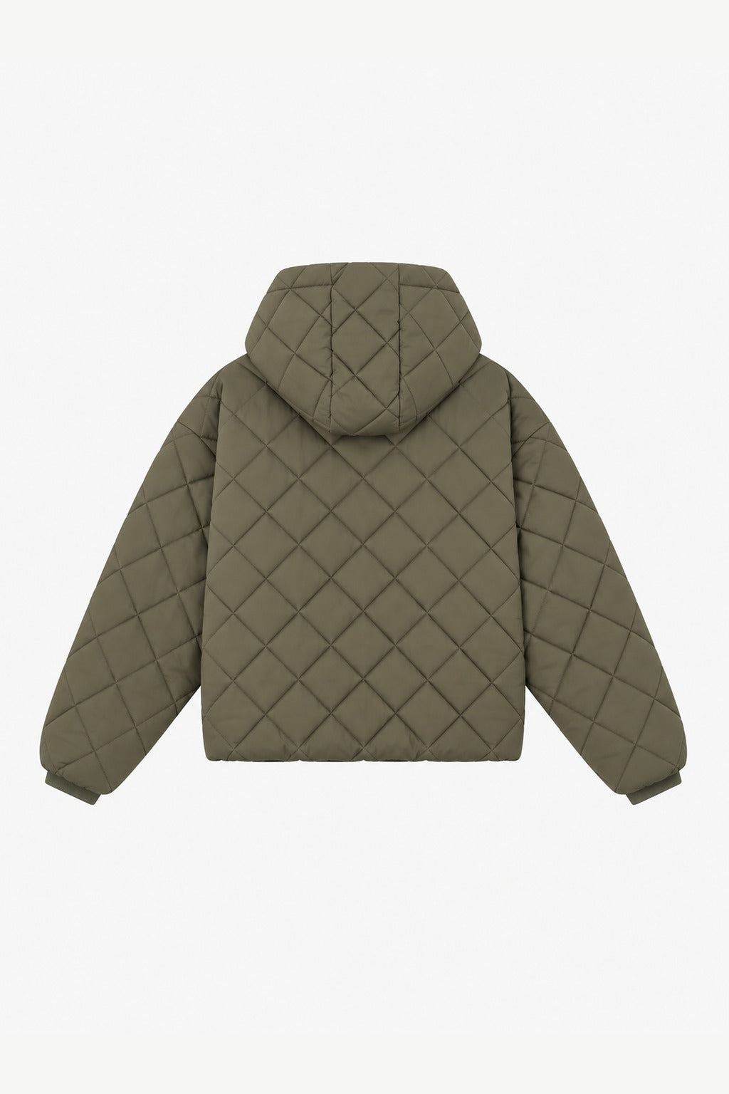 KHAKI QUILTED HOODED JACKET · espalda (digital)