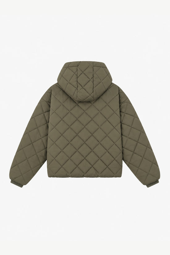 KHAKI QUILTED HOODED JACKET · espalda (digital)