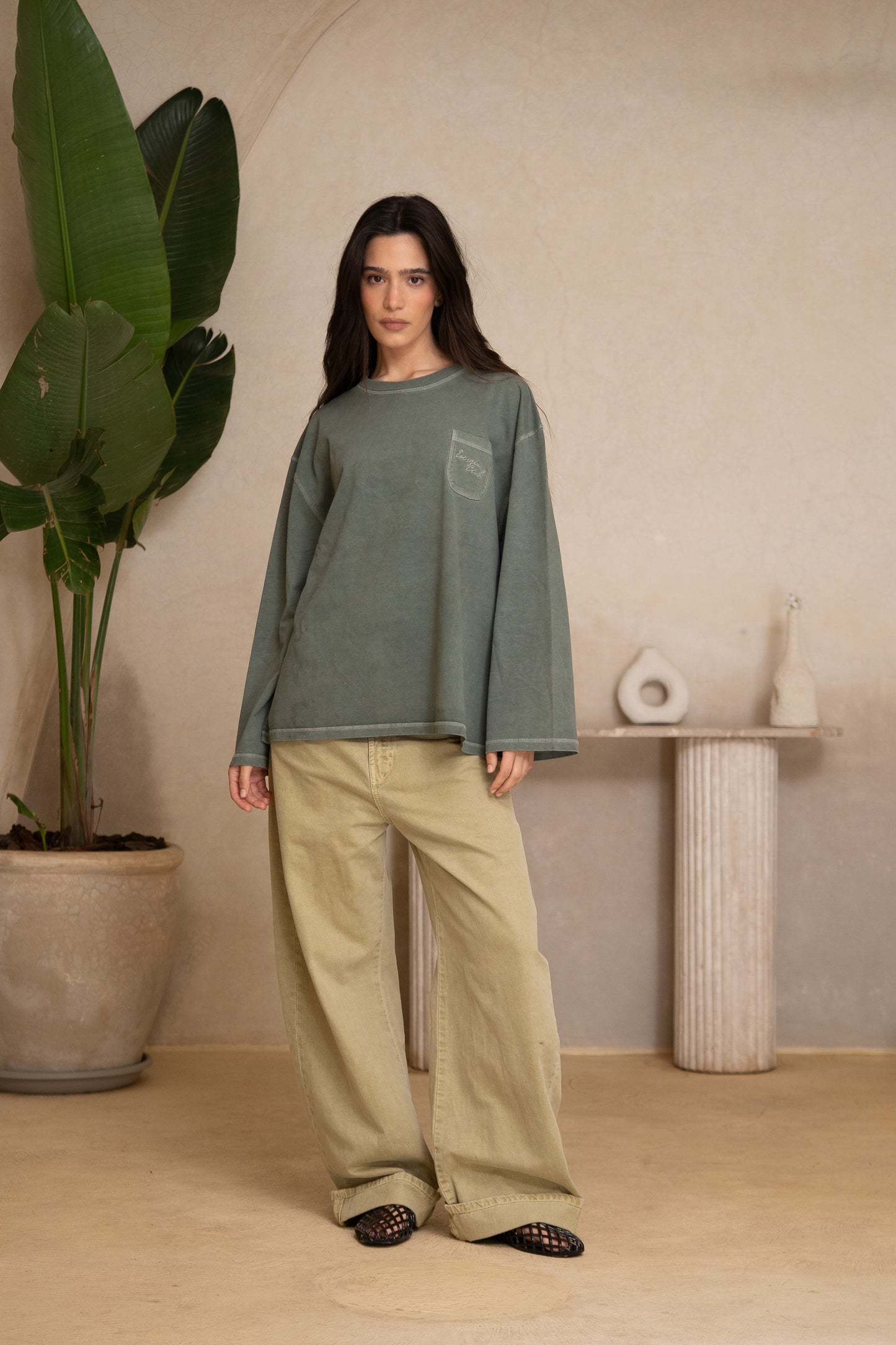 GREEN STITCH LONGSLEEVE