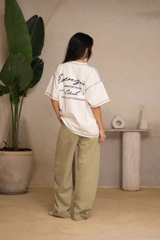 WHITE STITCH TEE
