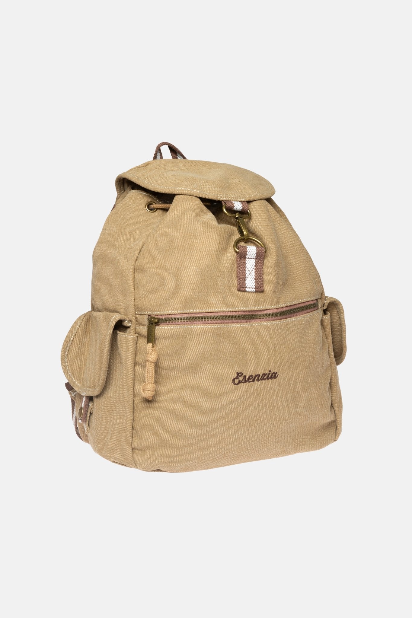 MOCHILA VINTAGE DE LONA BEIGE - Esenzia