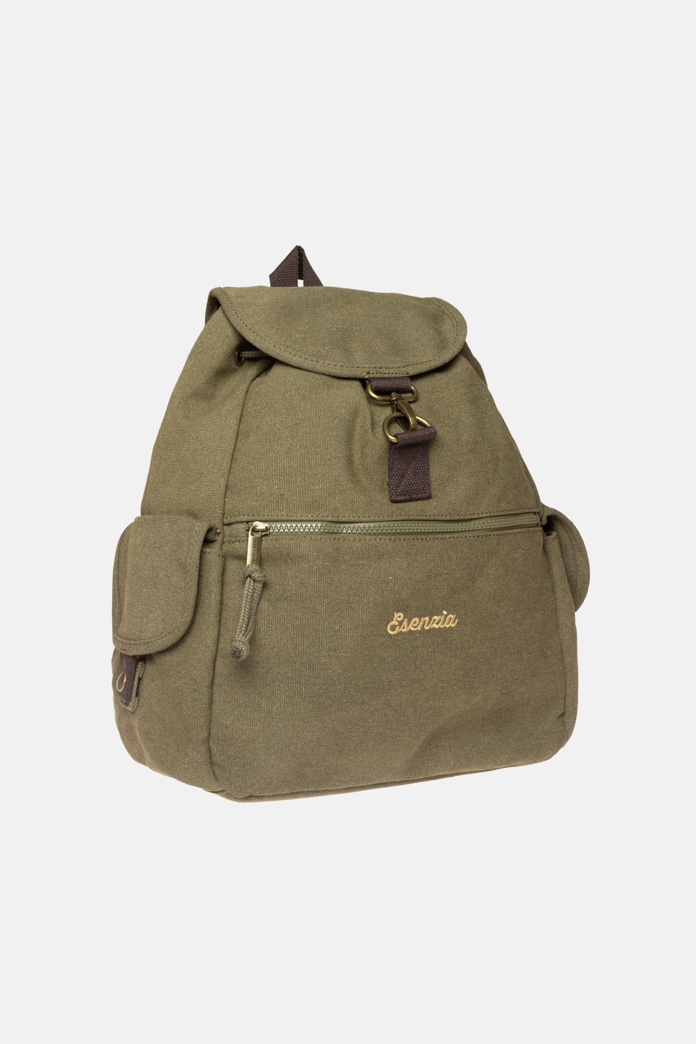 MOCHILA VINTAGE DE LONA VERDE - Esenzia