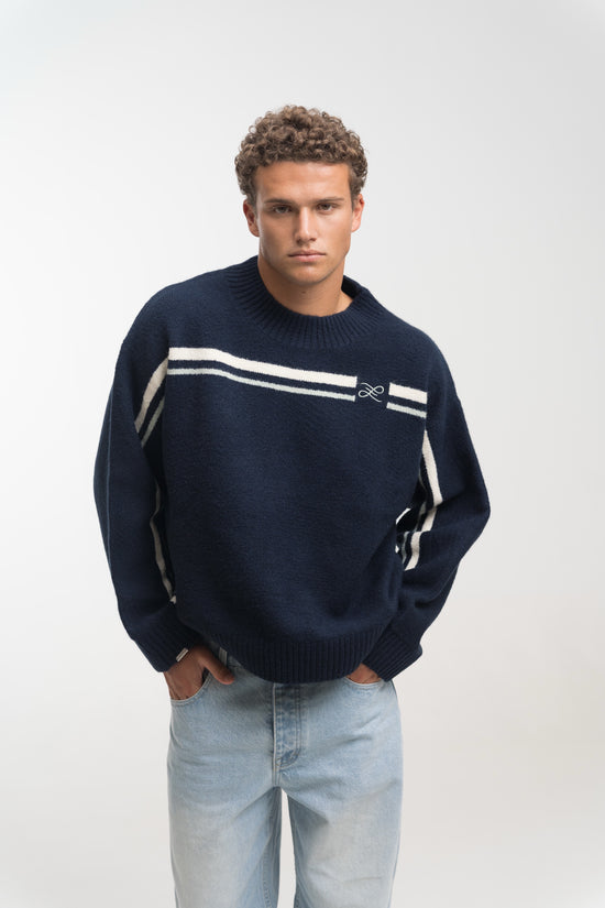 NAVY MERIDIAN KNIT SWEATER