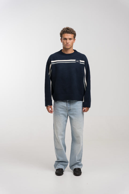 NAVY MERIDIAN KNIT SWEATER