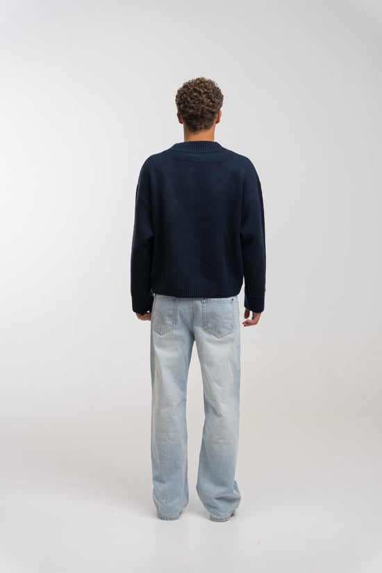 NAVY MERIDIAN KNIT SWEATER