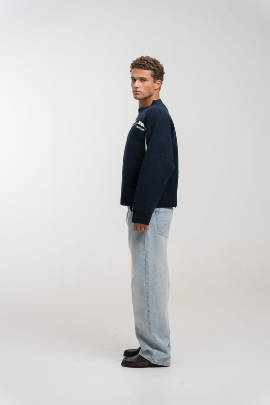 NAVY MERIDIAN KNIT SWEATER