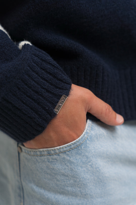 NAVY MERIDIAN KNIT SWEATER