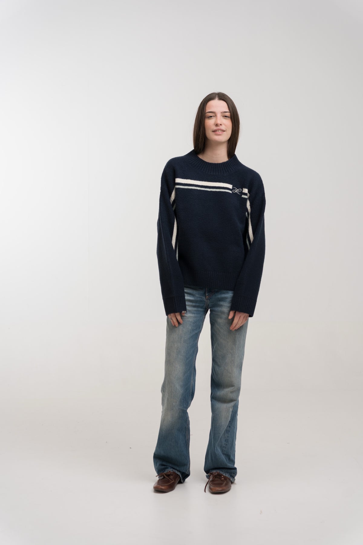 NAVY MERIDIAN KNIT SWEATER