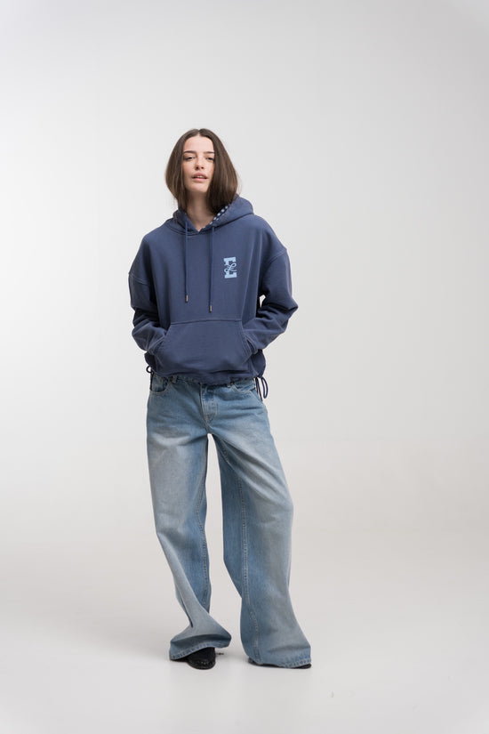 NAVY POLKA HOODIE