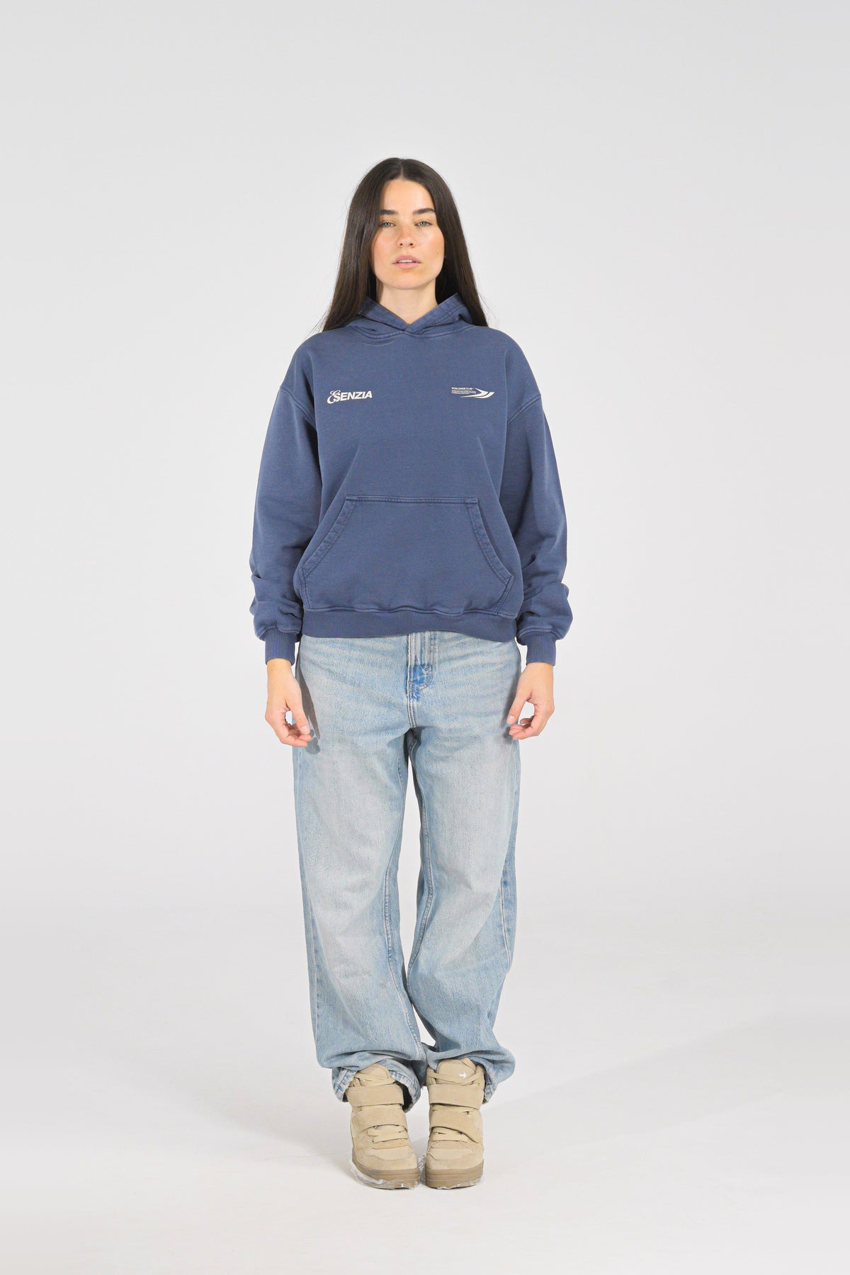 Prussian Harbour Hoodie — on model