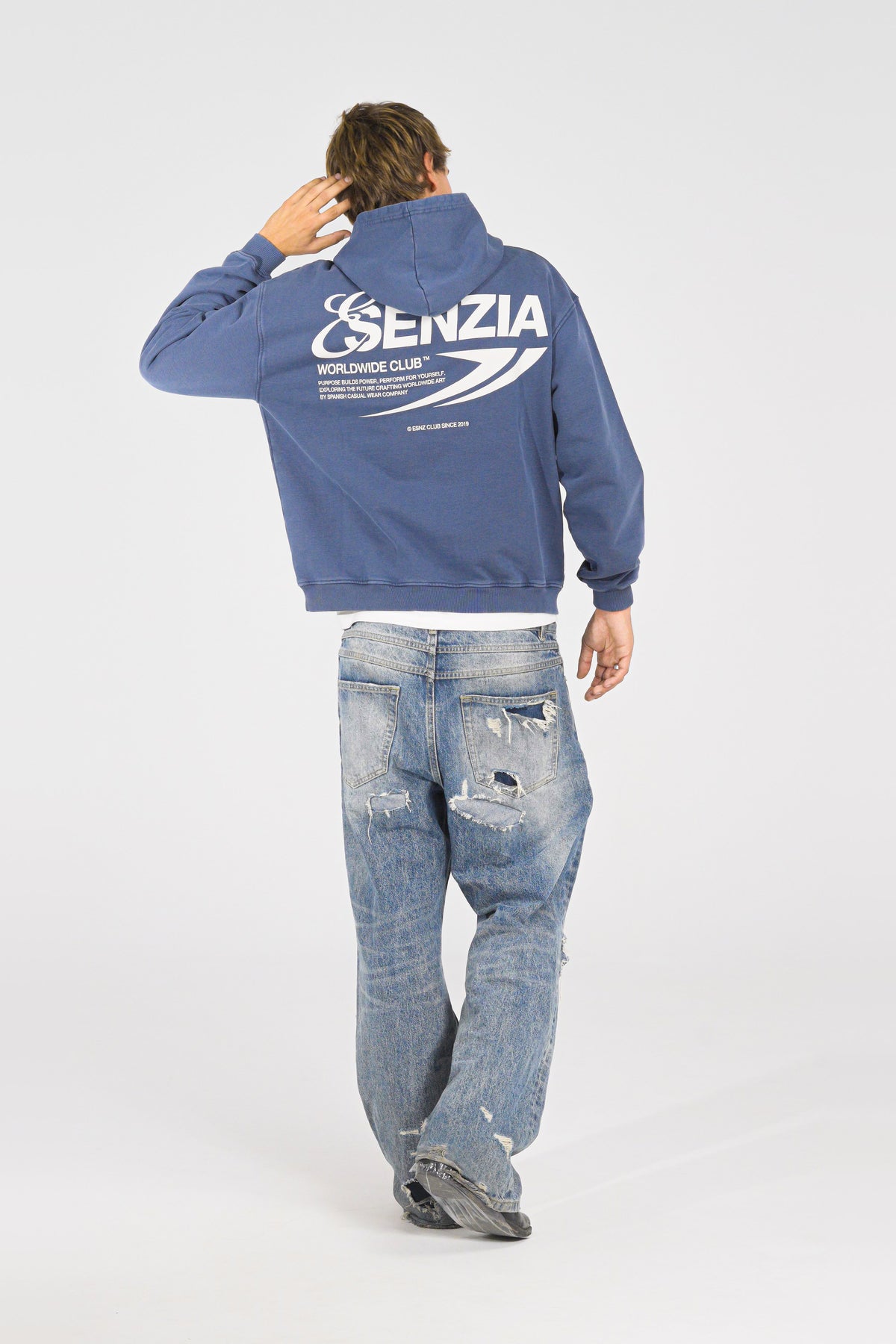 Prussian Harbour Hoodie — on model