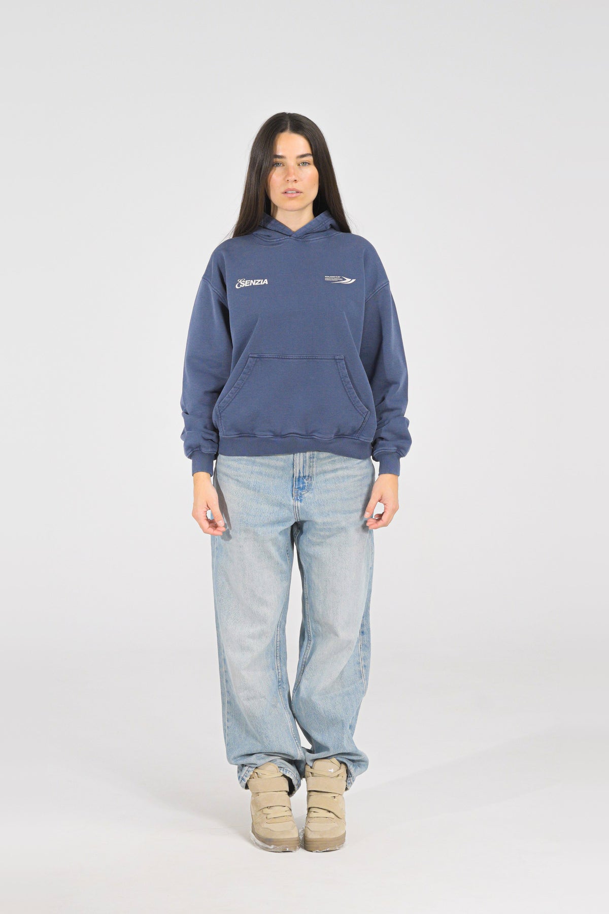 Prussian Harbour Hoodie — on model