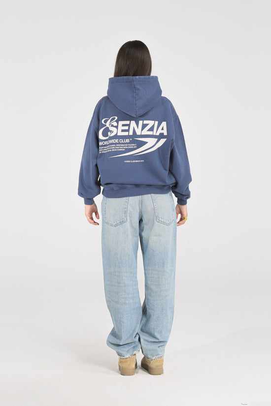 Prussian Harbour Hoodie — on model
