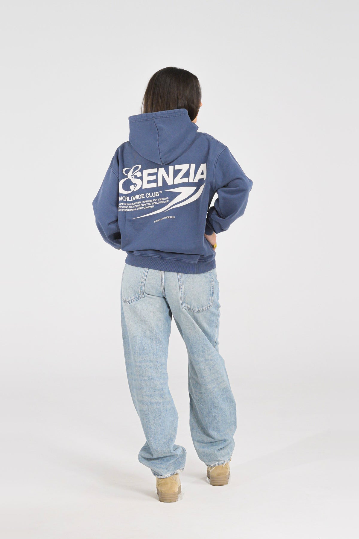 Prussian Harbour Hoodie — on model