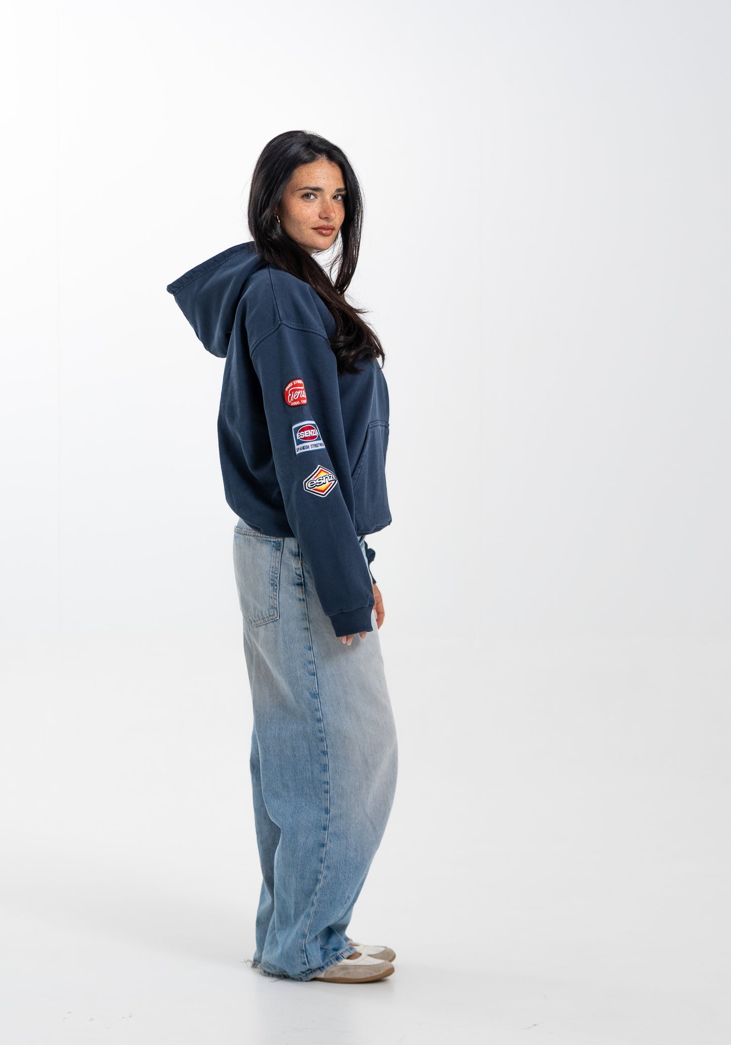 BLUE BUTTONS HOODIE